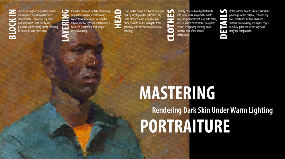 Mastering Portraiture 油畫課程視覺 — Rendering Dark Skin Under Warm Lighting